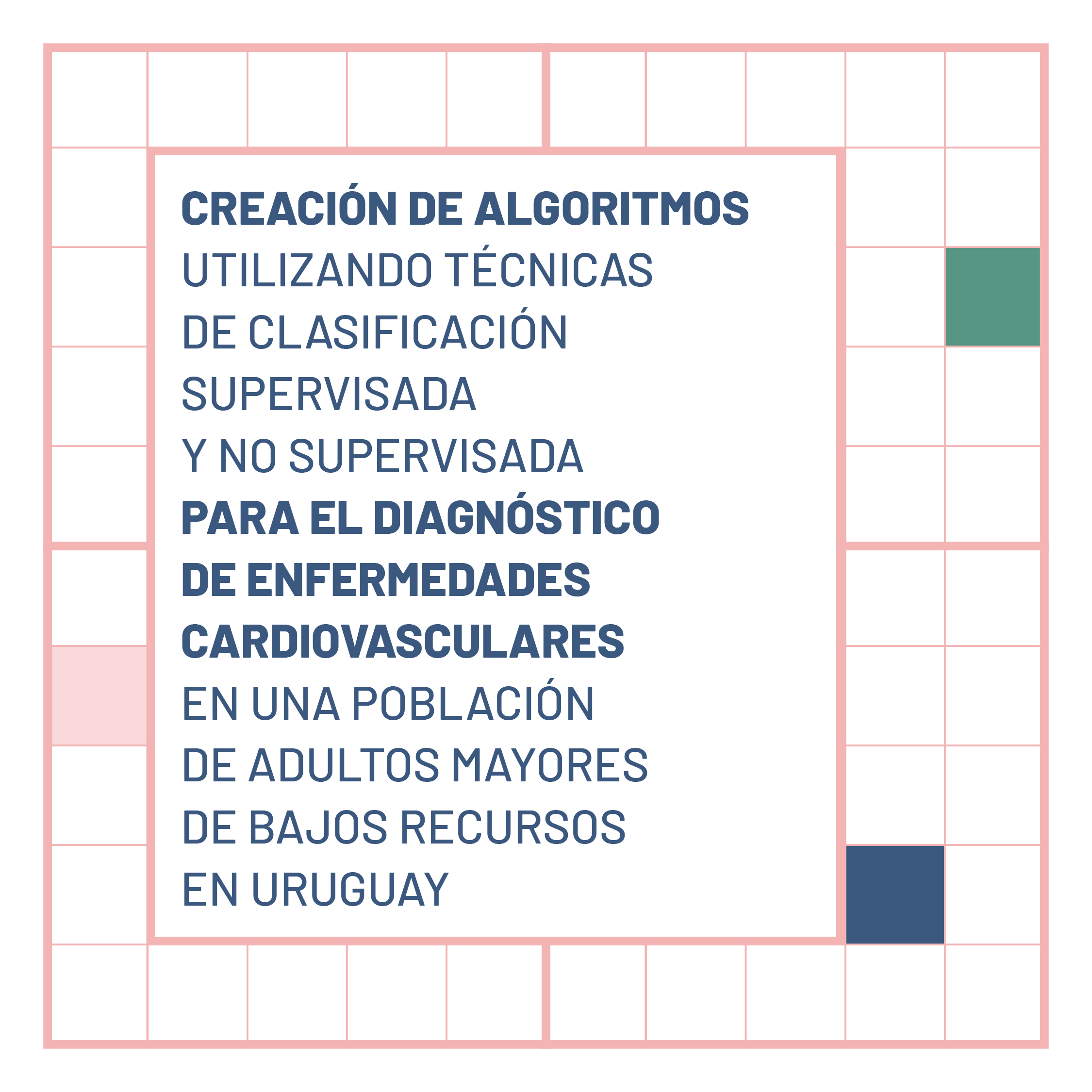 Afiche Creación de algoritmos para el diagnóstico de enfermedades cardiovasculares en una población de adultos mayores de bajos recursos en Uruguay