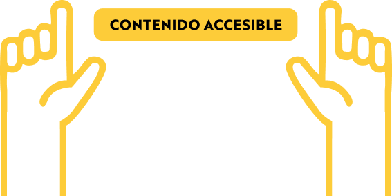 Manos levantadas con cartel de contenido accesible entre ellas